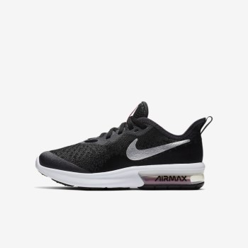 Nike Air Max Sequent 4 - Nagyobb Gyerek Utcai Cipő - Fekete/Sötét Szürke/Fehér/Metal Titán